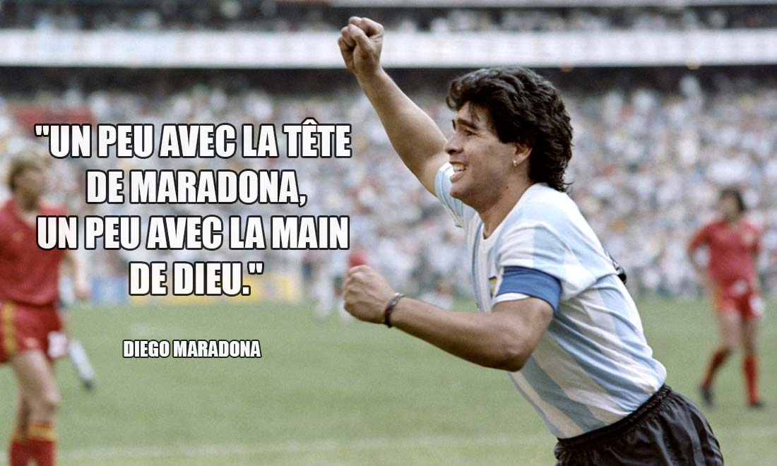 Diego Maradona Un peu avec la tete de Maradona un peu avec la main de dieu