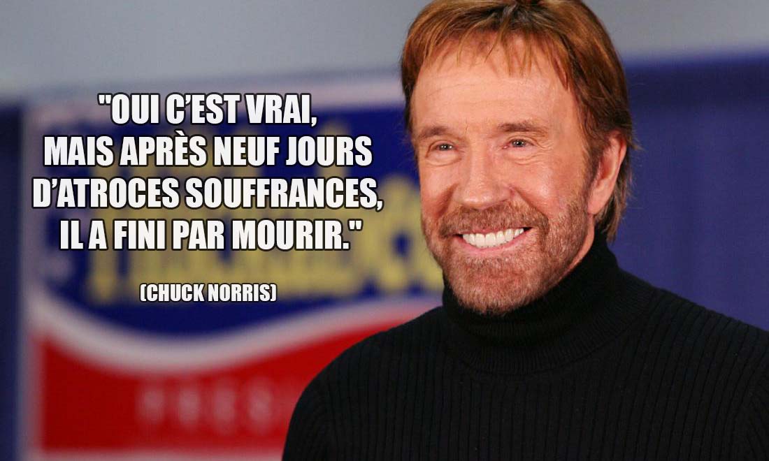 Chuck Norris Oui c est vrai mais apres neuf jours d atroces souffrances il a fini par mourir