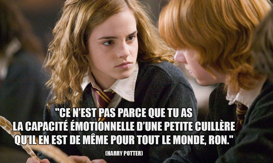 Harry Potter: Ce n'est pas parce que tu as la capacité émotionnelle d'une petite cuillère qu'il en est de même pour tout le monde, Ron.