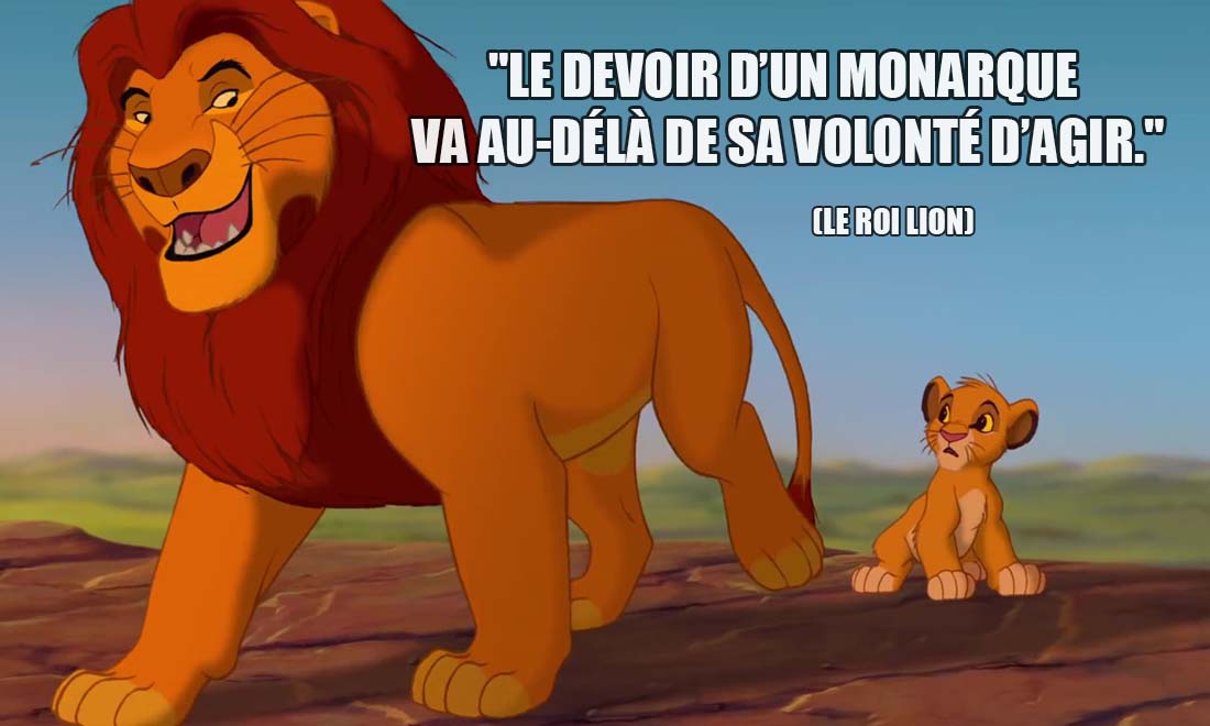 le roi lion mufassa le devoir d un monarque va au dela de sa volonte d agir