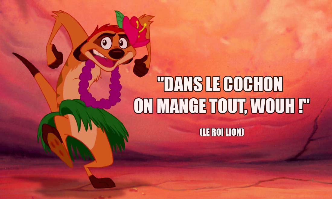 le roi lion timon dans le cochon on mange tout wouh