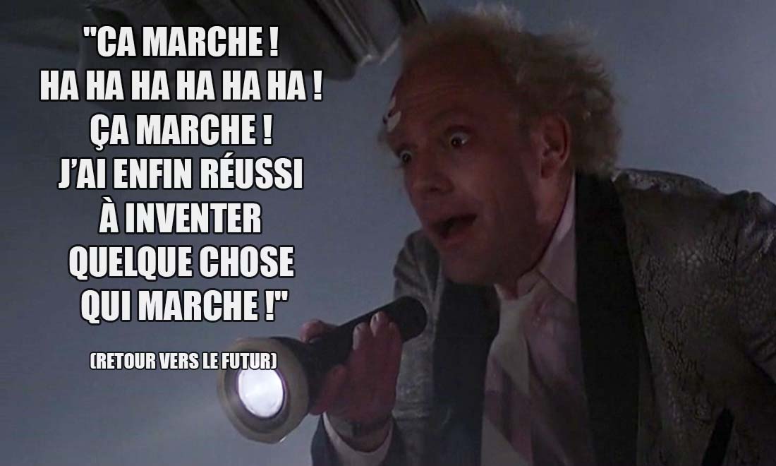 Retour vers le Futur: Ca marche ! ha ha ha ha ha ha ! ça marche ! j'ai enfin réussi à inventer quelque chose qui marche !